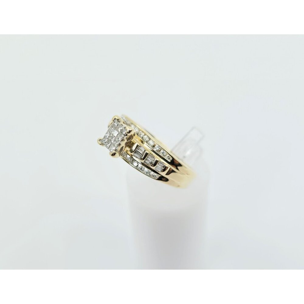 10K Solid Yellow Gold Round, Baguette & Princess Cut Diamond Ring - Size 7.50 - Picture 9 of 16